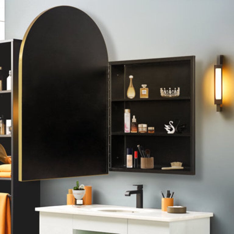 Elmira 24'' W 36'' H Framed Medicine Cabinet with Mirror and 3 Shelves