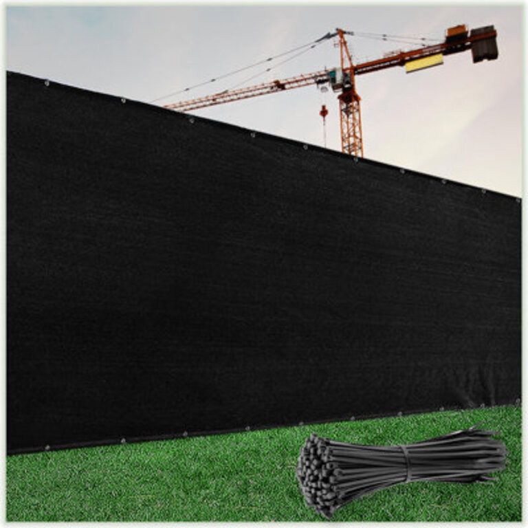 Colour Tree Privacy Screen & Windscreen Fabric Cover – Durable Outdoor Fence Protection, UV-Resistant, Easy Installation Size: 6 ft. H x 12 ft. W, Color: Black