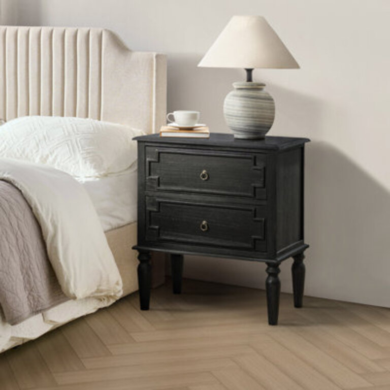 Timar 23.75"W Farmhouse Solid Wood Nightstand Color: Charcoal