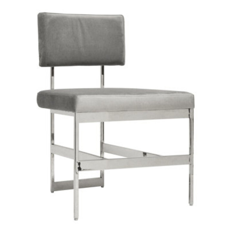 Shaw Upholstered Metal Side Chair Frame Color: Nickel, Upholstery Color: Gray