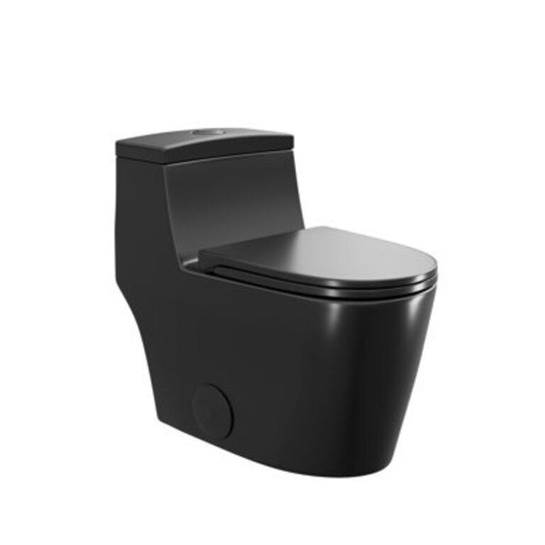 Poseidon 1.28 GPF Elongated Comfort Height Floor Mounted One-Piece Toilet (Seat Included) Finish:  Matte Black