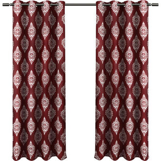 Emma-Anne Damask Room Darkening Thermal Grommet Curtain Panels Size per Panel: 52"W x 84"L, Curtain Color: Burgundy