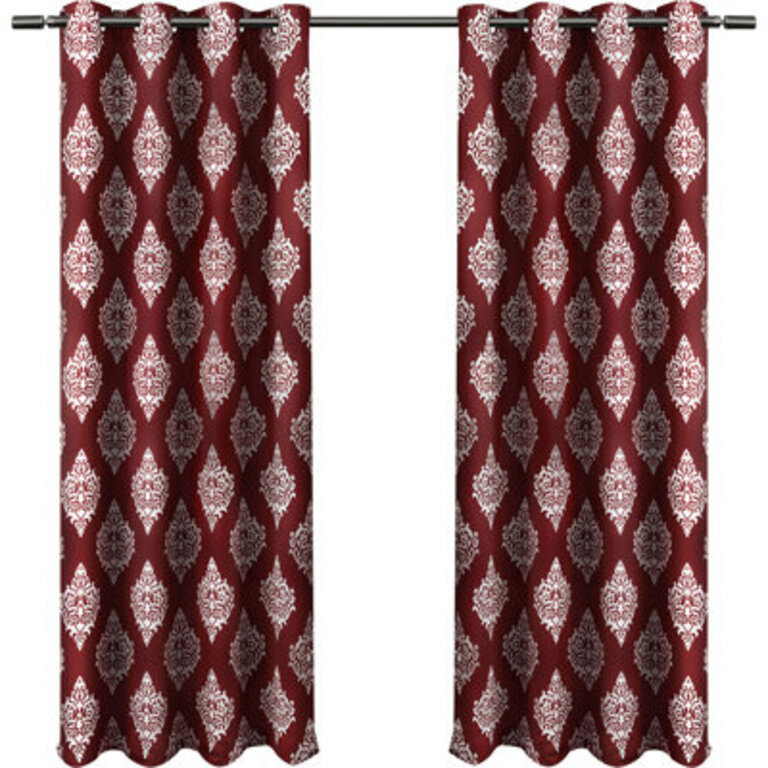 Emma-Anne Damask Room Darkening Thermal Grommet Curtain Panels Size per Panel: 52"W x 84"L, Curtain Color: Burgundy