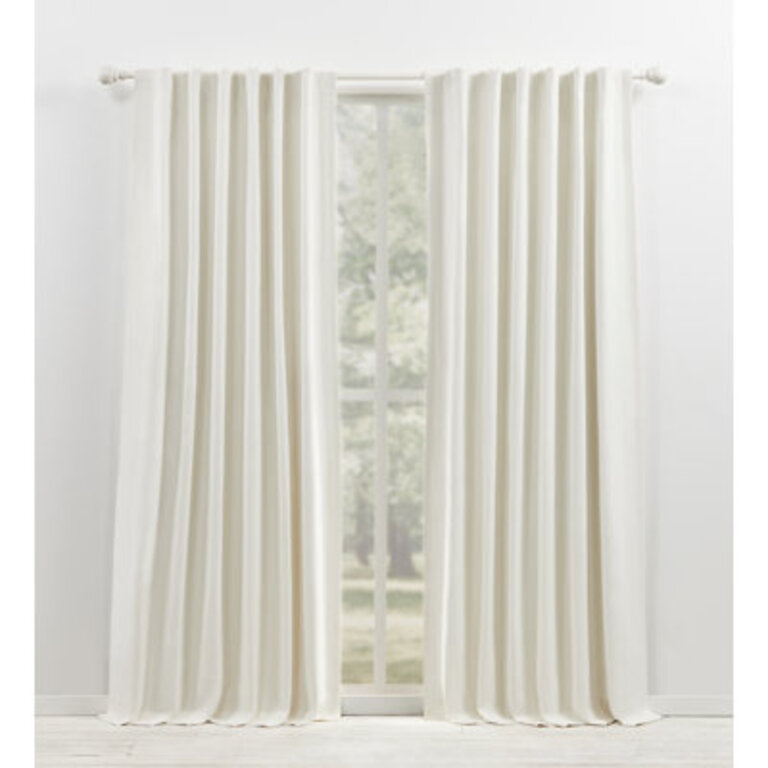 Lauren Ralph Lauren Waller 100% Cotton Blackout Curtain Curtain Color: Snowflake, Size per Panel: 52" x 84"