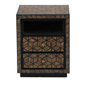Josephson 22 Unique Bone Inlay Brown Side Cabinet Geometric Pattern Acha
