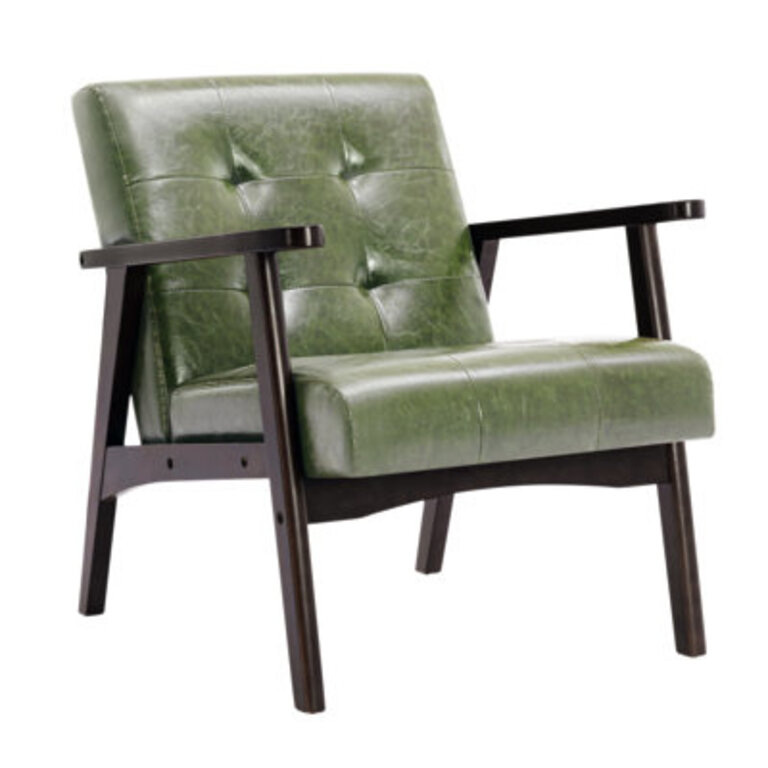 Havva 2165 Wide Tufted Artificial Leather Mid-Century Modern Armchair