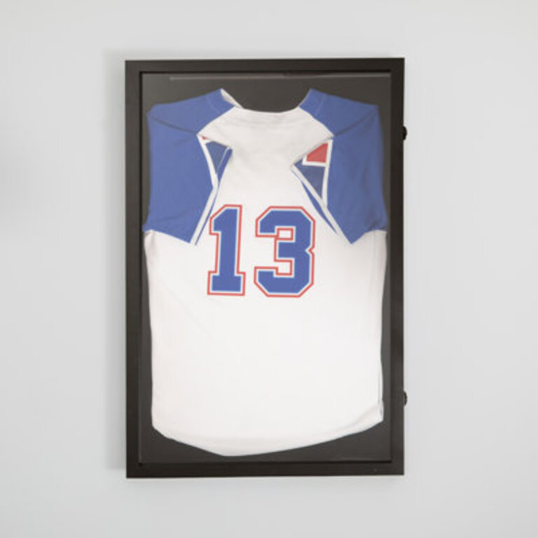 Mallick 36 H x 245 W Wooden Jersey Display Case with Foam Board and Keyed Lock