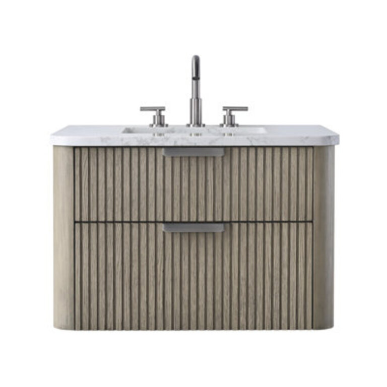 Liljan 30 Wall-Mounted Single Bathroom Vanity with Engineered Stone Top
