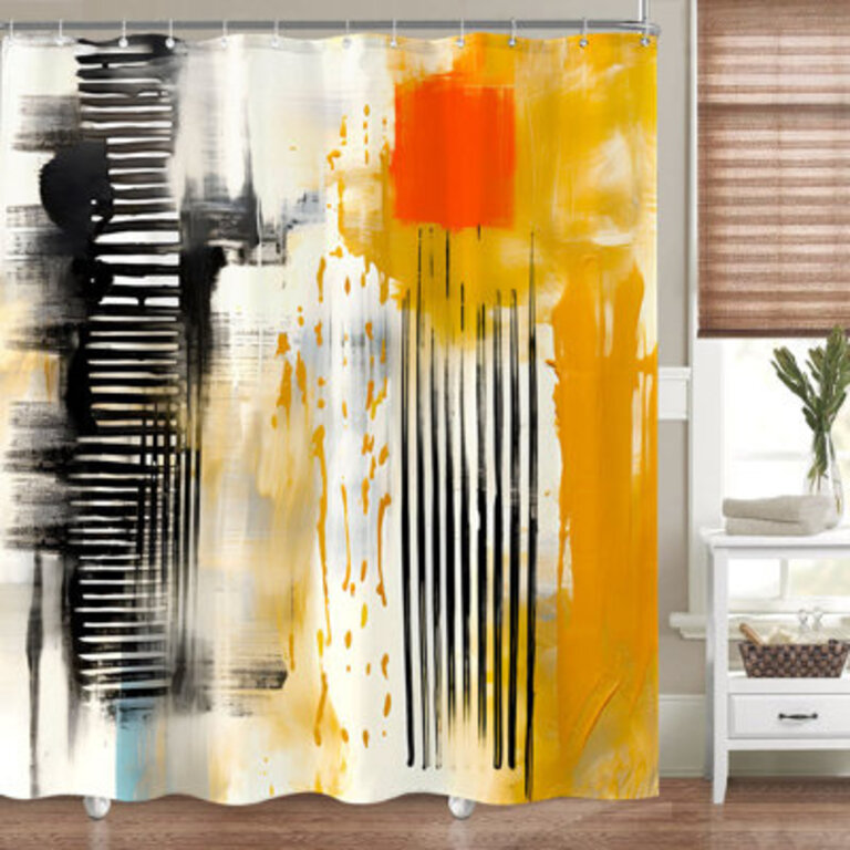 Clematite Abstract Shower Curtain with Hooks Included