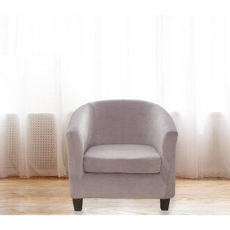Devrick Velvet Cafe Chair Slipcovers With Box Cushion Covers - Elegant Bathtub Armchair Design