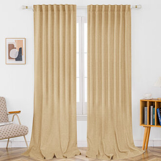 Toyoko Linen Blended Semi-Sheer Back Tab Curtain Pair