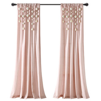 Tassel Window Solid Cotton Blend Semi-Sheer Rod Pocket Single Curtain Panel