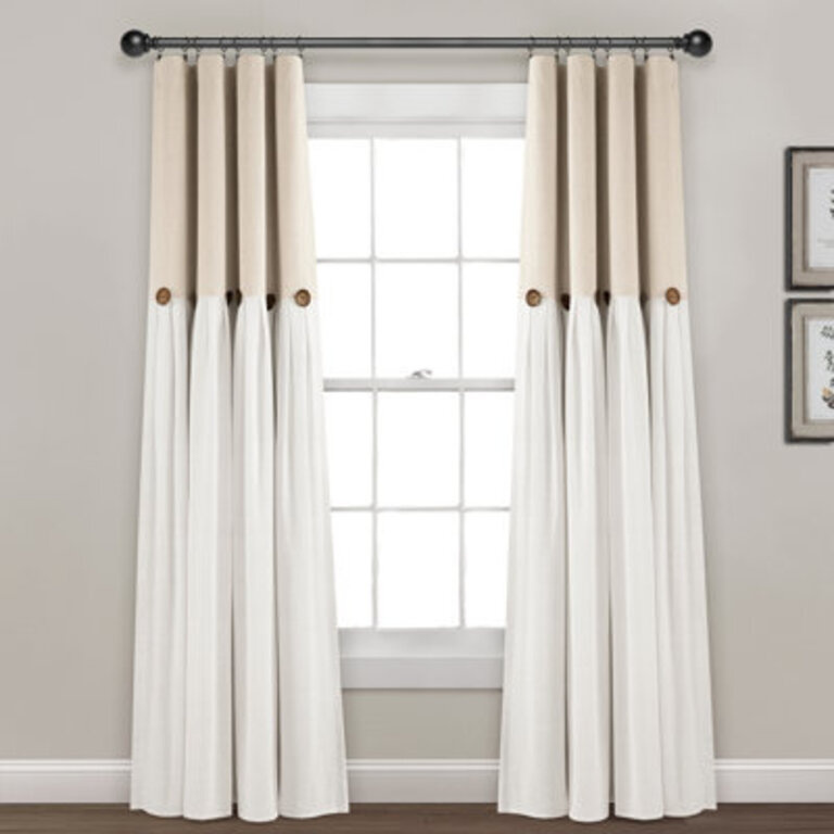 Linen Button Cotton Blend Blackout Thermal Rod Pocket Single Curtain Panel Curtain Color: Linen