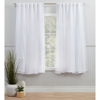 Exclusive Home Catarina Layered Solid Room Darkening and Sheer Hidden TabRod Pocket Top Curtain Panel Pair