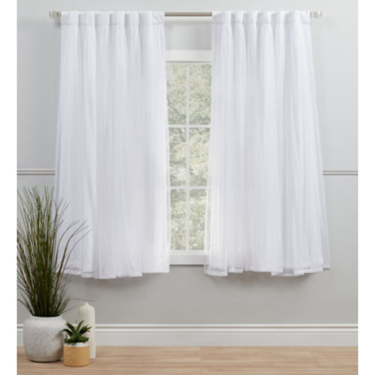 Exclusive Home Catarina Layered Solid Room Darkening and Sheer Hidden TabRod Pocket Top Curtain Panel Pair
