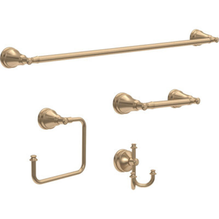 Mylan 4-Piece Bath Hardware Set 18 to 24 in Towel Bar Toilet Paper Holder Towel Ring Towel Hook