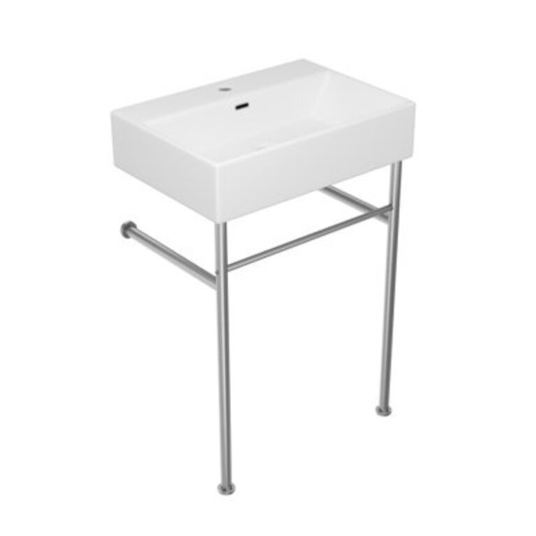 Turner 24" W x 16" D x 35" H Vitreous China Rectangular Console Bathroom Sink with Overflow Finish: White/Brushed Nickel