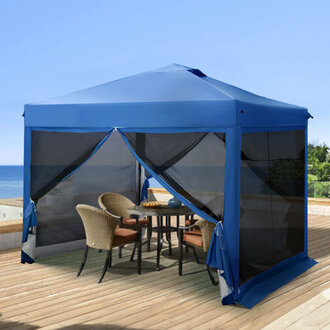 Tabbetha 10 Ft. W x 10 Ft. D Steel Pop-Up Canopy with Detachable Netting Roof Color: Blue