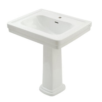 Promenade 21 Tall Vitreous China Rectangular Pedestal Bathroom Sink with Overflow