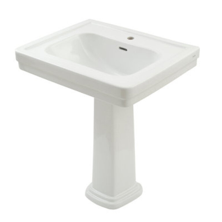 Promenade 21 Tall Vitreous China Rectangular Pedestal Bathroom Sink with Overflow