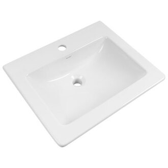 21 x 18 White Rectangle Vitreous China Drop In Bathroom Sink With Overflow