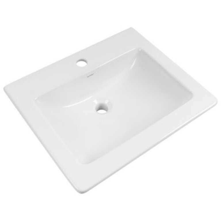21 x 18 White Rectangle Vitreous China Drop In Bathroom Sink With Overflow