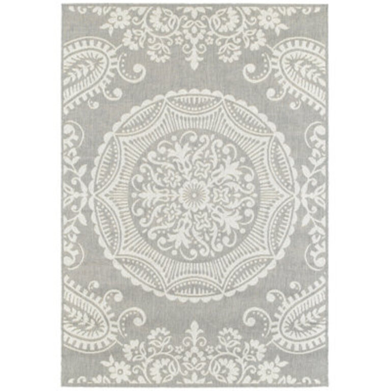 Candace Floral Gray/Cream Indoor/Outdoor Area Rug Rug Size: Rectangle 8' x 10'