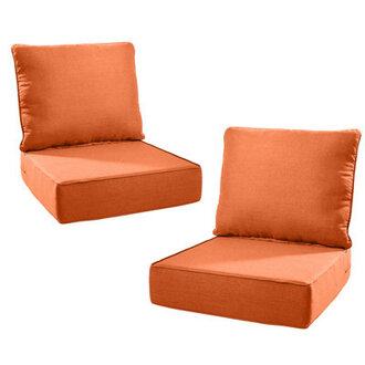 24 In. X 24 In. Outdoor Deep Seating Lounge Chair Cushion 6" Thick Water-Resistant Seat/Back Cushion Cushion Color: Orange