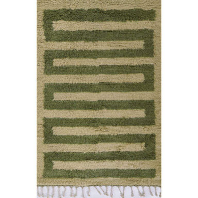 Essi Geometric Handmade Wool Green/Tan Area Rug Rug Size: Rectangle 9' x 12'