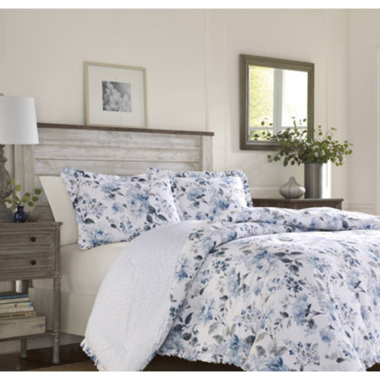 Laura Ashley Chloe Blue Cotton Comforter Set