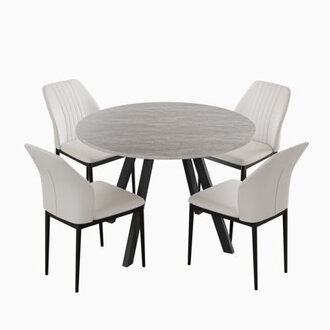 Siefert 35.4'' Round Dining Table Set, Kitchen Dining Table and 4 U-shaped Dining Chairs Chair Color: White, Pieces Included: 5