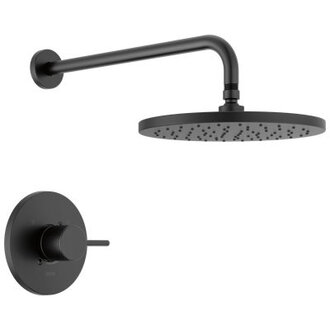 Modern Raincan Round Single-Function Shower Faucet Set, Valve Trim Kit, Rainfall Shower Head Finish: Matte Black