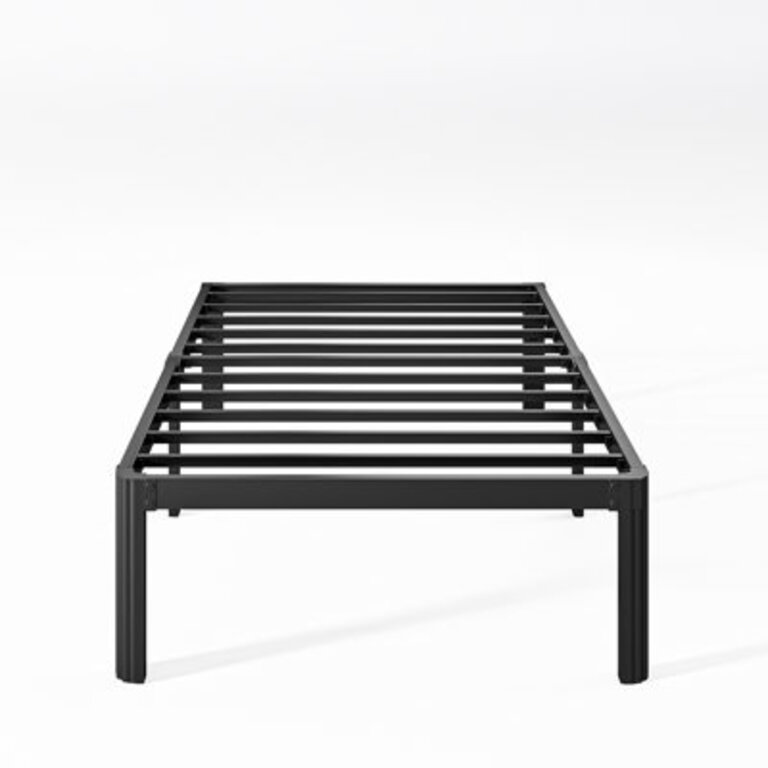 Jalyna Heavy Duty 14 Metal Bed Frame with Round Corners Box Spring Not Required Noise Free