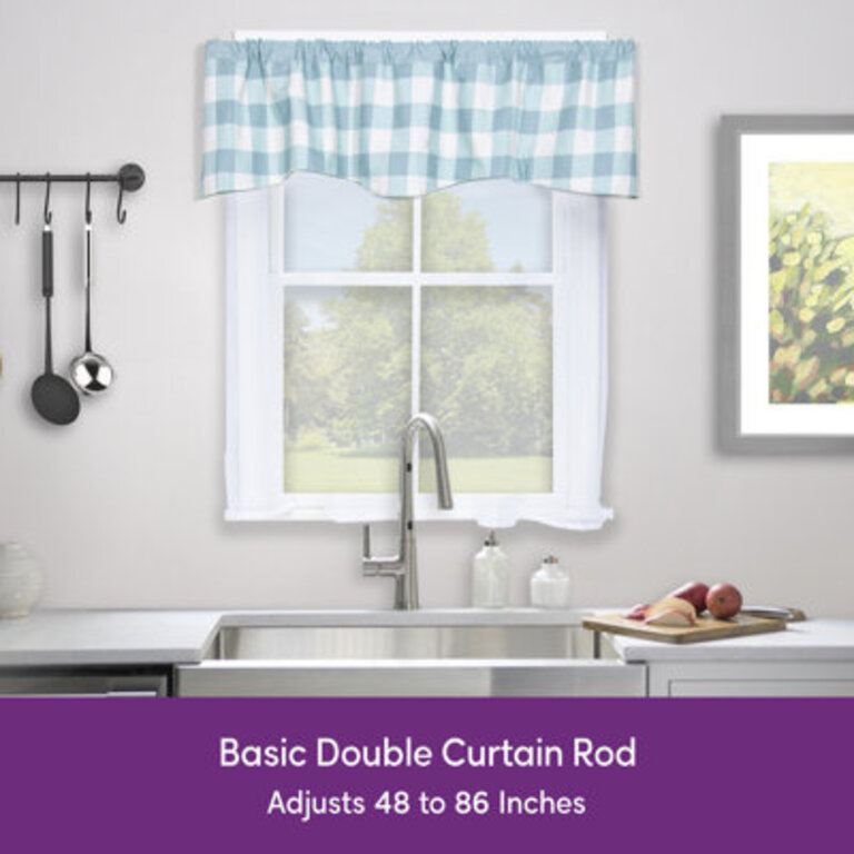 Wayfair Basics Basic Double Curtain Rod 28-48 or 48-86 L 2-12  3-12 Projection White