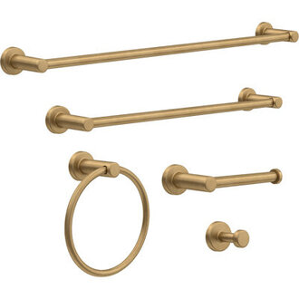 5 - Piece Bathroom Hardware Set Finish: Brush Brass