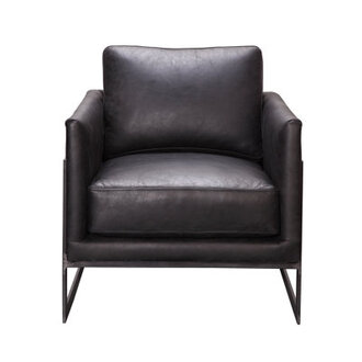 Oliver 27" Wide Armchair Fabric: Black Genuine Leather