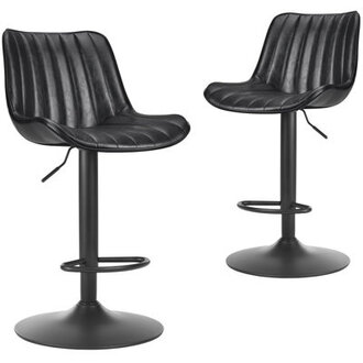 Faux Leather Swivel Adjustable Height Counter & Bar Stools Upholstery: Black