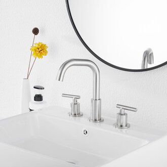 Widespread Bathroom Faucet with Drain Assembly