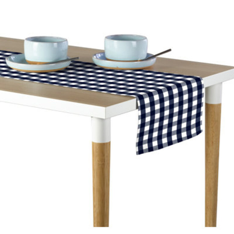 Ines  Picnic Check Milliken Signature Table Runner Size: 72" L x 12" W, Color: Navy
