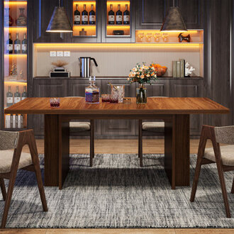 Farmhouse Dining Table for 6 to 8, 63-Inch Rectangular Wooden Kitchen Table with Storage