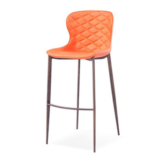 Albert Upholstered Bar & Counter Stool Seat Height: Bar Stool (30” Seat Height), Base Color: Wood Veneer, Upholstery Color: Orange