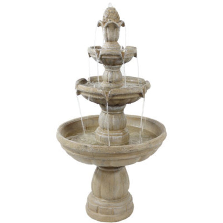 Galles Traditional Light Brown Fiberglass 3-Tier Outdoor Water Fountain