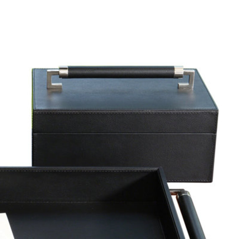 Wrapped Leather Handle Box Color: Black