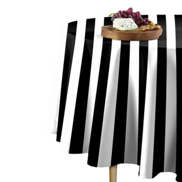 Sam Stripe Tablecloth Size: 120" L  x 120" W, Color: Black