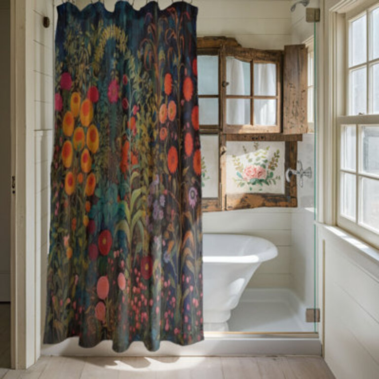 Gilded Garden Glamour - Premium Shower Curtain Size: 74"H x 71"W
