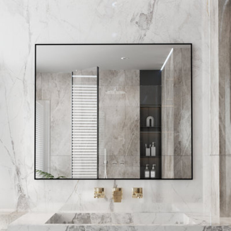 Lesamuel Wall Mounted Vanity Mirror w Aluminum Frame for Bedroom Entryway Living Room