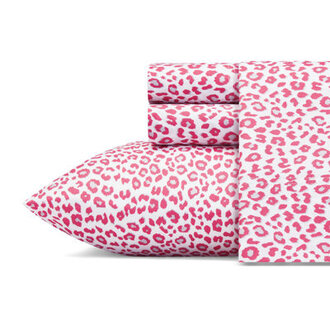 Betsey Johnson Printed Novelty Sheet Sets Size: Twin XL, Color: Pink Animal Print