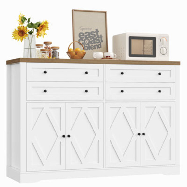 55.1" W Sideboard with 4 Drawers Color: Oak/White
