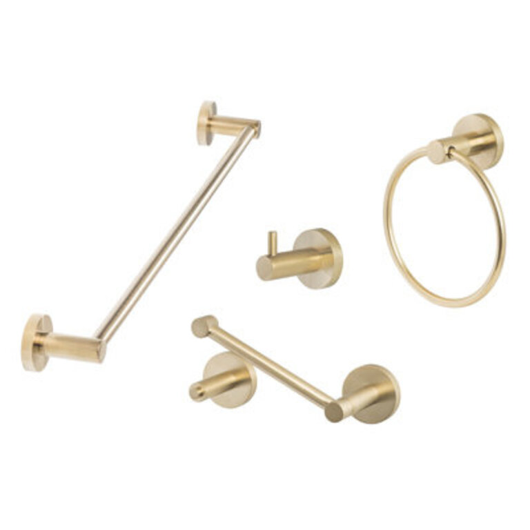 Lugano 4 Piece Bathroom Hardware Set Finish: Satin Brass