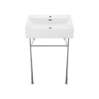 Claire 35.38" Tall Ceramic Rectangular Console Bathroom Sink with Overflow Sink Finish: White/Chrome